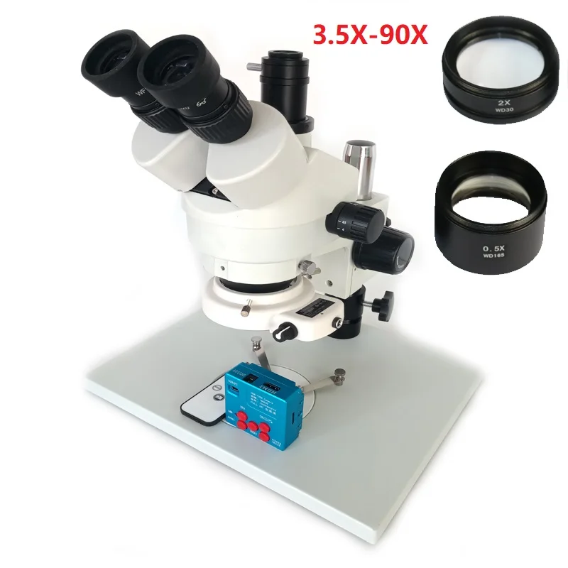 

3.5X-90X crisp sharp imagesSuper widefield high Zoom trinocular stereo microscope 16MP HDMI USB 4GB industry microscope camera