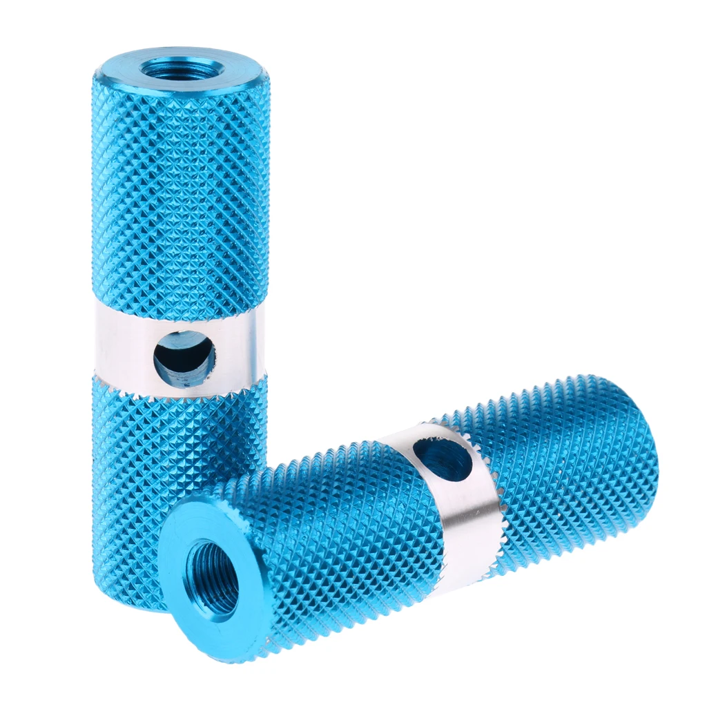 Aluminium Alloy Cylinder BMX Front Rear Axle Foot Pegs Bike Bicycle Blue Bicycle Parts Replacement