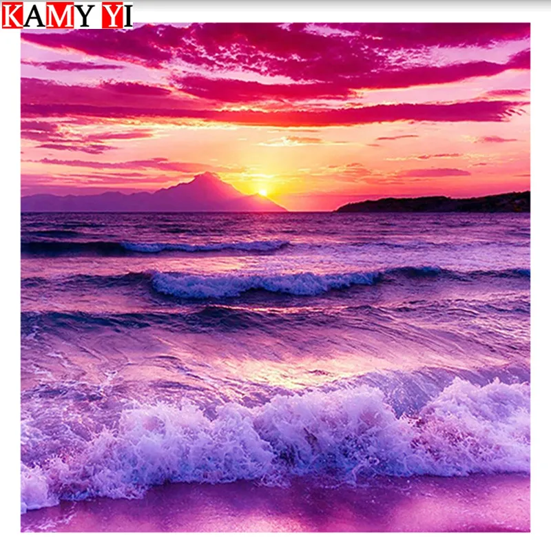5D DIY Diamond Embroidery Sunrise Landscape Cross Stitch Full Diamond sea diamond painting rhinestones love gift_
