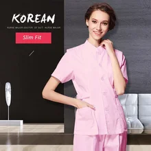 Корейская версия больница женщина доктор скраб набор, медицинская униформа медсестры, салон красоты стоматологическая клиника работник Slim Fit Спецодежда, R2