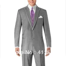 \ Высокое качество светло-серый две пуговицы заостренный лацкан одежда жениха смокинг шафера мужские свадебные платья \ на заказ жениха мужской костюм