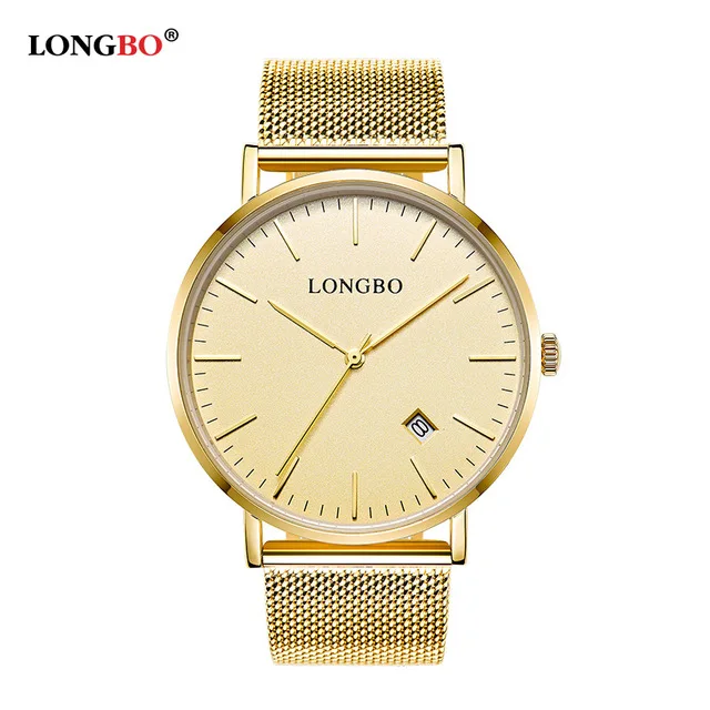 gold men LONGBO роскошные часы для любимых мужчин день даты водонепроницаемые женские золотые кварцевые наручные часы из нержавеющей стали Montre Homme 5009 - Цвет: gold men