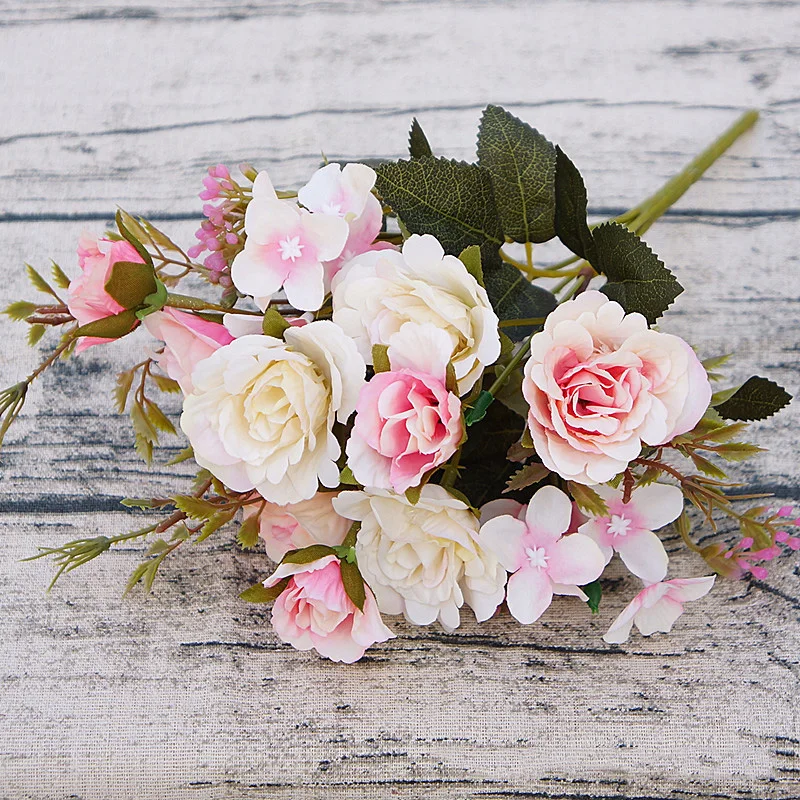 

1Pcs Artificial Rose Silk Flowers White Camellia Peony Bouquet Room Home Decor