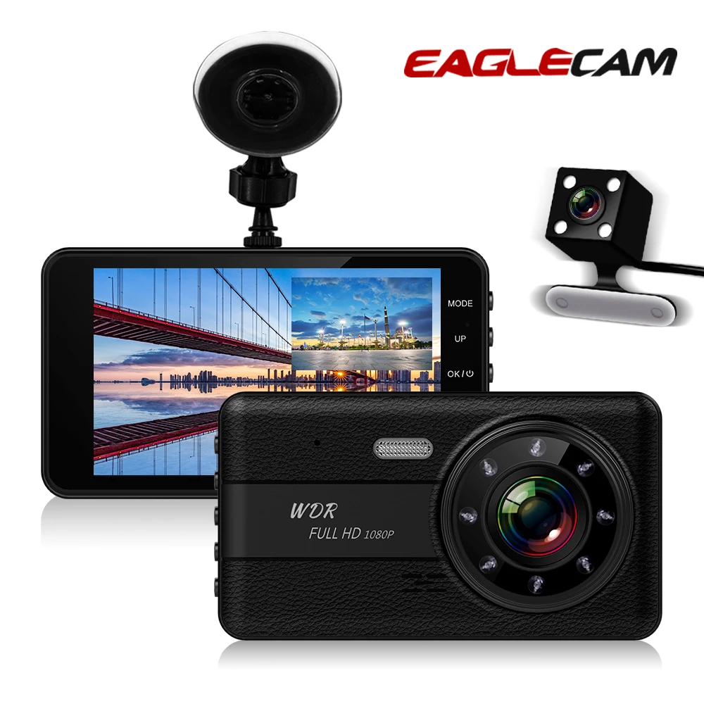 Eaglecam новый видеорегистратор Full HD 4 0 дюймов 1296P Автомобильный с двумя объективами