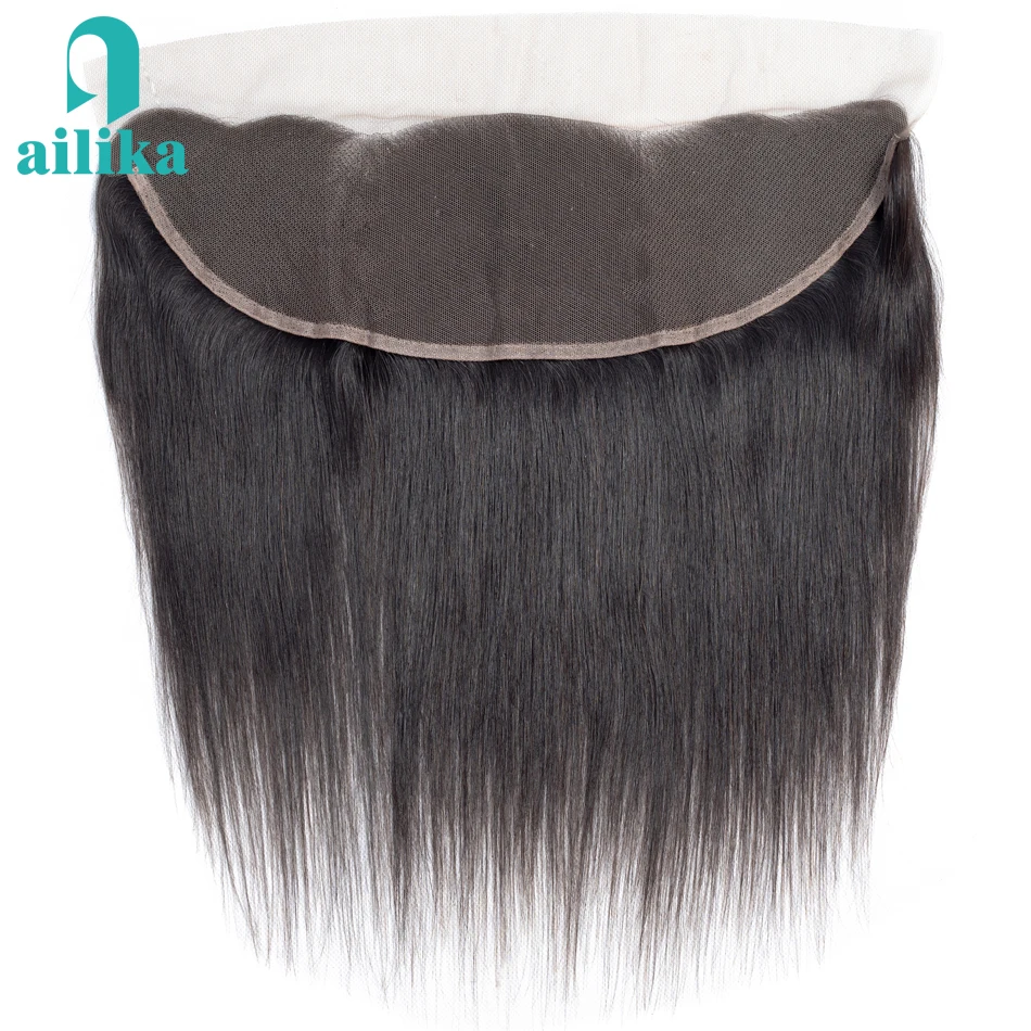 

AILIKA Hair Brazilian Straight Hair Weaving 13*4 Lace Frontal Closure With Baby Hair 100% Human Hair Non- Remy Lace Closure