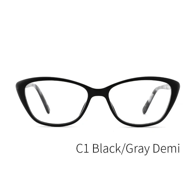 Acetate Women Eyeglasses Frame Transparent Myopia Black Cat Eye Glasses Frames Fashion Trend For Women#LS8048 - Цвет оправы: LS8048C1