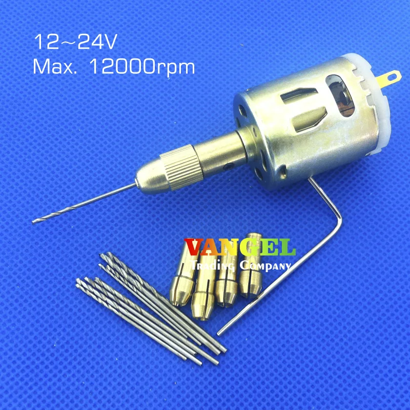 FitSain mini drill pcb hand drill press dremel 12V 24V with 0.8 1.5mm