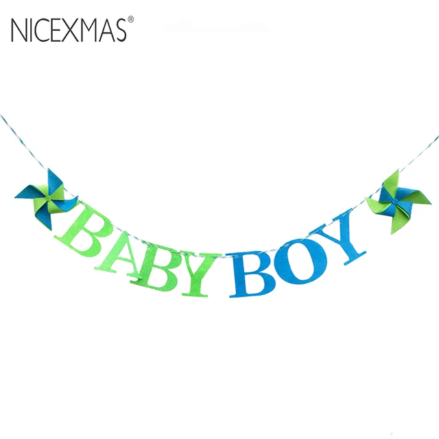 nicexmas 3m baby boy banner fabric windmill garland birthday bunting baby boy banners