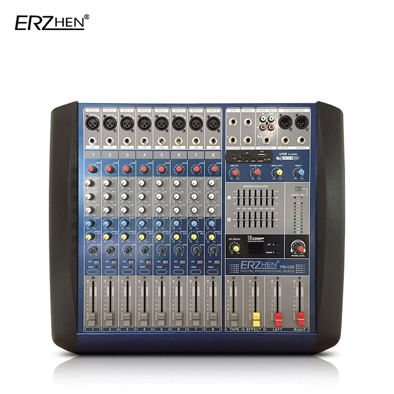 

Audio Mixer Console W8000M8 Professional Mixer Audio Amplifier Sound Processor 8 Channel USB Built-in amplifier