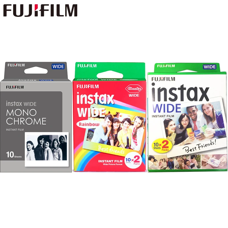 10-100 пленок Fujifilm Instax Wide Instant White Edge монохромные пленки для камеры Fuji 100 200 210 300 500AF