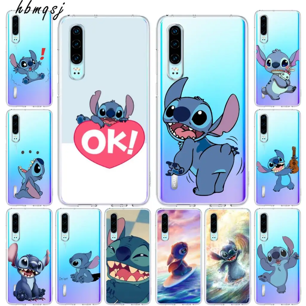

Cartoon for huawei p30 lite case silicone soft cute stitch fun gliding original character coque for p30 pro phone back cover