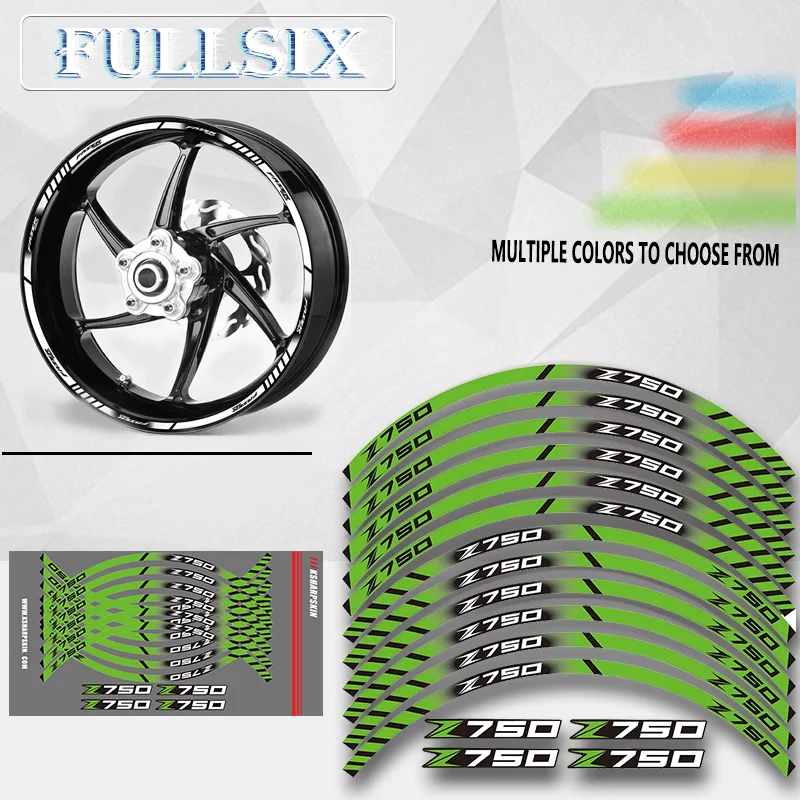 

Motorcycle Sticker front and rear wheels Edge Outer Rim Sticker Reflective Stripe Wheel Decals For Kawasaki Z750