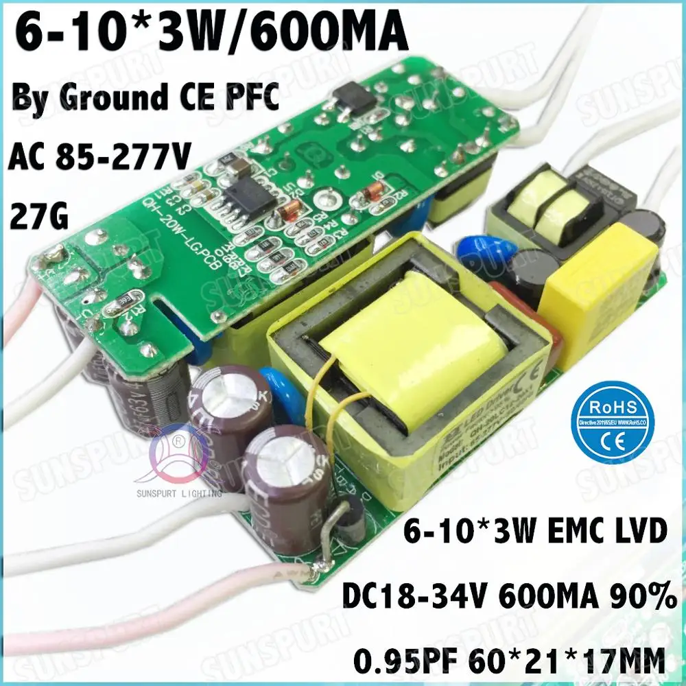 5-20 штук TUV-CE заземление PFC внутри 5-20 Вт AC85-277V светодиодный драйвер 2-20Cx1-3B 300-900mA DC5-68V постоянный ток