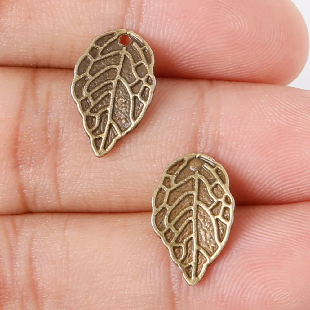 

New Arrivals 140pcs 16*10mm Antique Bronze Plated Leaf Charms Pendant Metal Vintage Charms Jewelry Findings