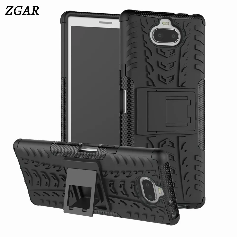 for Sony Xperia 10 Case Kickstand Fitted Celular ZGAR Soft TPU Hard PC 2 in 1 Covers Phone Bags Cases Coque | Мобильные телефоны и