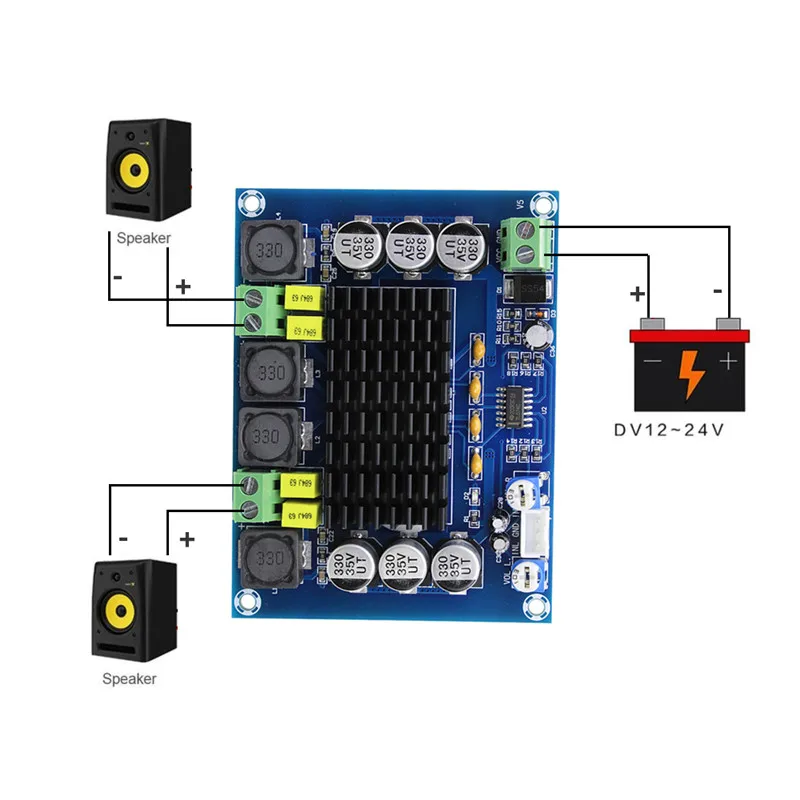 

kebidumei TPA3116D2 XH-M543 Dual-channel Stereo High Power Digital Audio Amplifier Board 2*120W Amplificador DIY Module 12V-24V