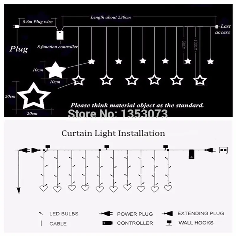 Star LED Light String Living Room Bedroom Valentines Day Nightclub KTV Party Decoration Lamps - length