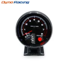 Тахометр 3,75 дюйма 80 мм гоночный автомобиль 0-8000 об/мин углеродного волокна тахометре со сдвигом свет монтажный кронштейн авто метр