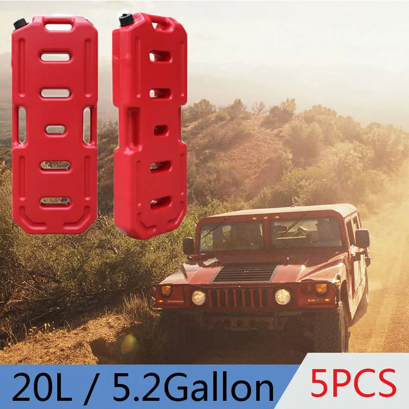 

5pcs 20L 5.2 Gallon Capacity Gas Tank HDPE Gasoline Fuel Can Flexible Spout Petrol Cans New
