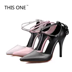 Этот один плюс размер 35-45 женская обувь сандалии на высоком каблуке шпильки острый носок Лакированная кожа с перекрестными ремешками zapatos