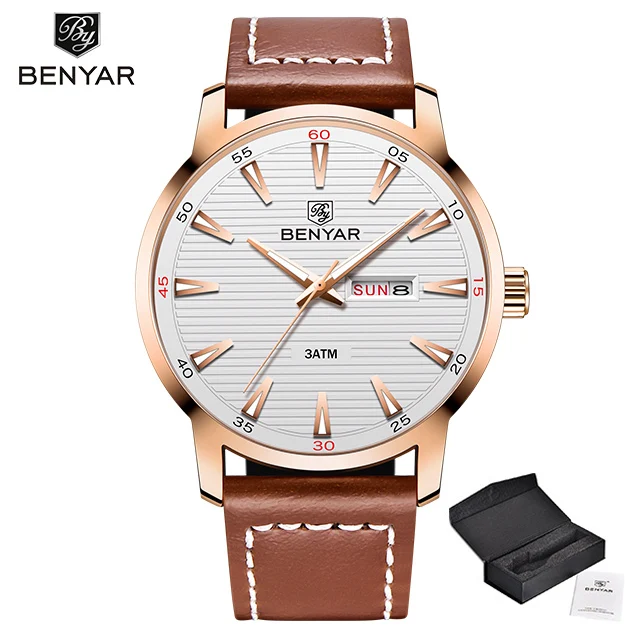 BENYAR, новинка, мужские часы, модные, спортивные, деловые, наручные часы, мужские, s, топ, люксовый бренд, черный циферблат, сталь, кварцевые часы, Reloj Hombre - Цвет: L-Gold white
