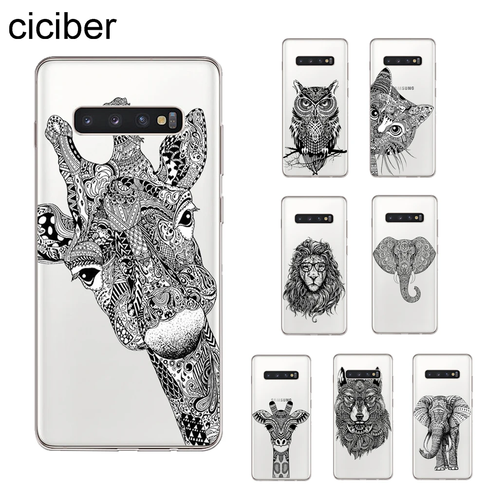 

ciciber Lion Owl Elephant Cover For Samsung Galaxy S9 S8 S7 S6 S5 S10+ S10e Lite Edge Plus mini Phone Cases Soft TPU Shell Capa