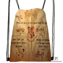 Пользовательские marauders_map_ Drawstring сумка-рюкзак милый рюкзак дети сумка(черный назад) 31x40 см#180612-02-21