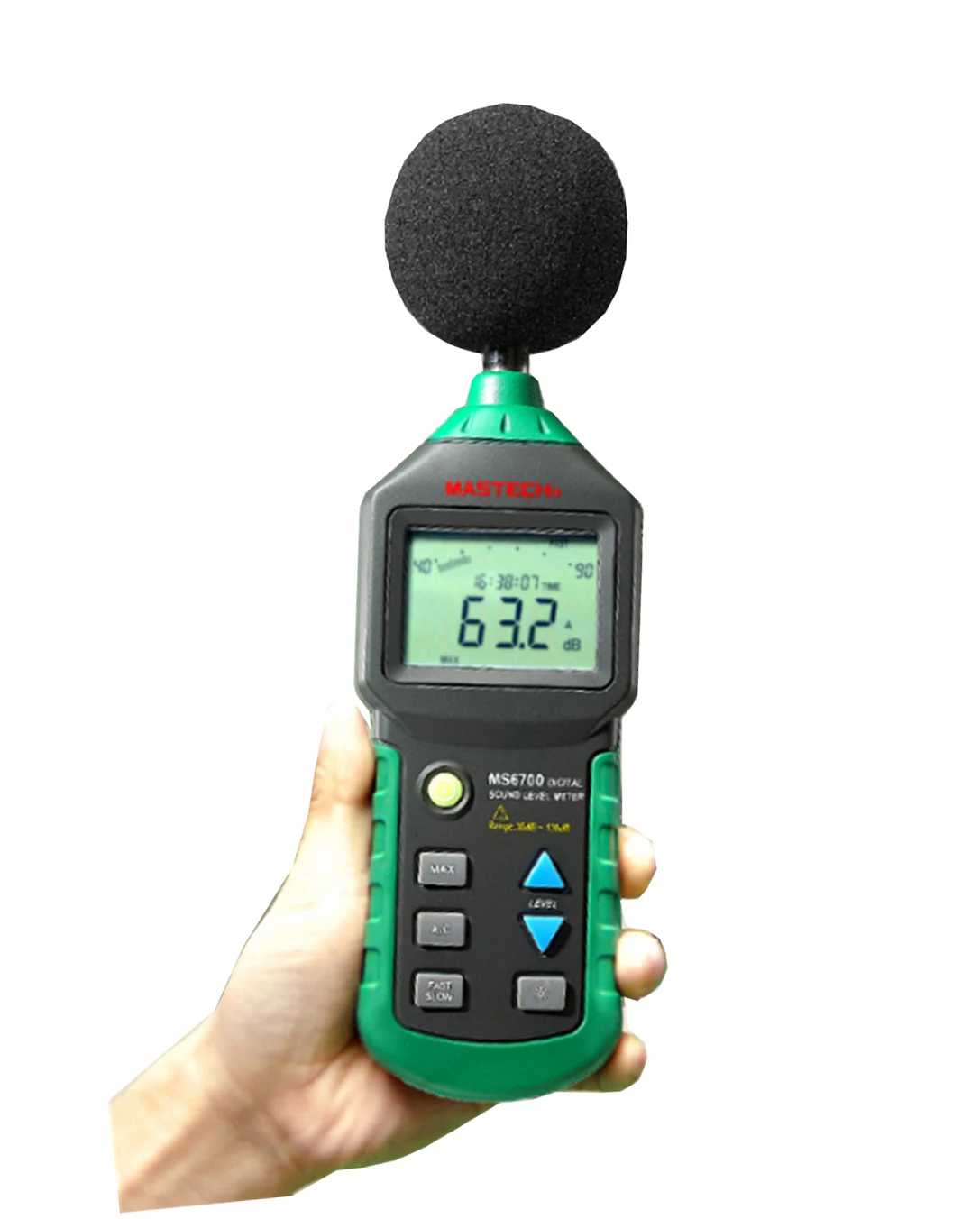 

MASTECH MS6701 Autoranging Digital Sound Level Meter Decibel Tester 30dB to 130dB with RS232 Interface and Software With the BOX