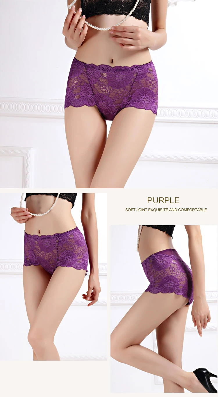 Summer Trendy Seamless Briefs Transparent Underwear Women Sexy Soft Lace Lingerie Women's Panties 07