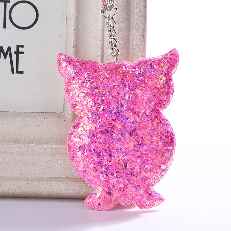 

Cute Women Owl Unicorn Sequins Keychains Sequins Key Chain Glitter Pompom Key Ring Cartoon Animal Keyholder Women Keyfob MQ40