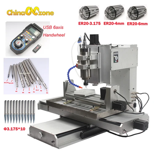 CNC 5 осевой фрезерный станок гравировальный станок CNC 6040 Mach3 USB шариковый винт CNC Тип столба дерево алюминий медь металл фрезерный станок - Цвет: Machine with cutters