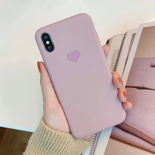 LOVECOM пары чехол для телефона для iPhone 11 Pro Max XS Max XR 6 6S 7 8 Plus X корейский сердце карамельный цвет Мягкий ТПУ Телефон задняя крышка - Цвет: Dark Pink