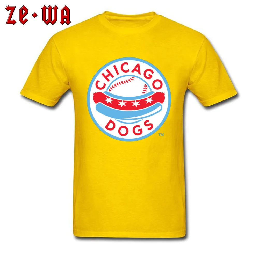 PrintedSummer Short Sleeve Tops Tees Autumn Slim Fit Crewneck All Cotton Tee-Shirt Men T Shirt Chicago Dogs 6369  Chicago Dogs 6369 yellow
