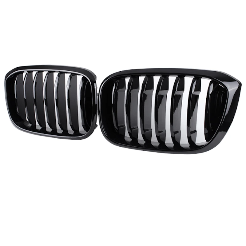 

ROLLSROVER Pair of Car Styling Front Gloss Black Grille Grill For X3 X4 G01 G02 2018 2019 Double Strip Style