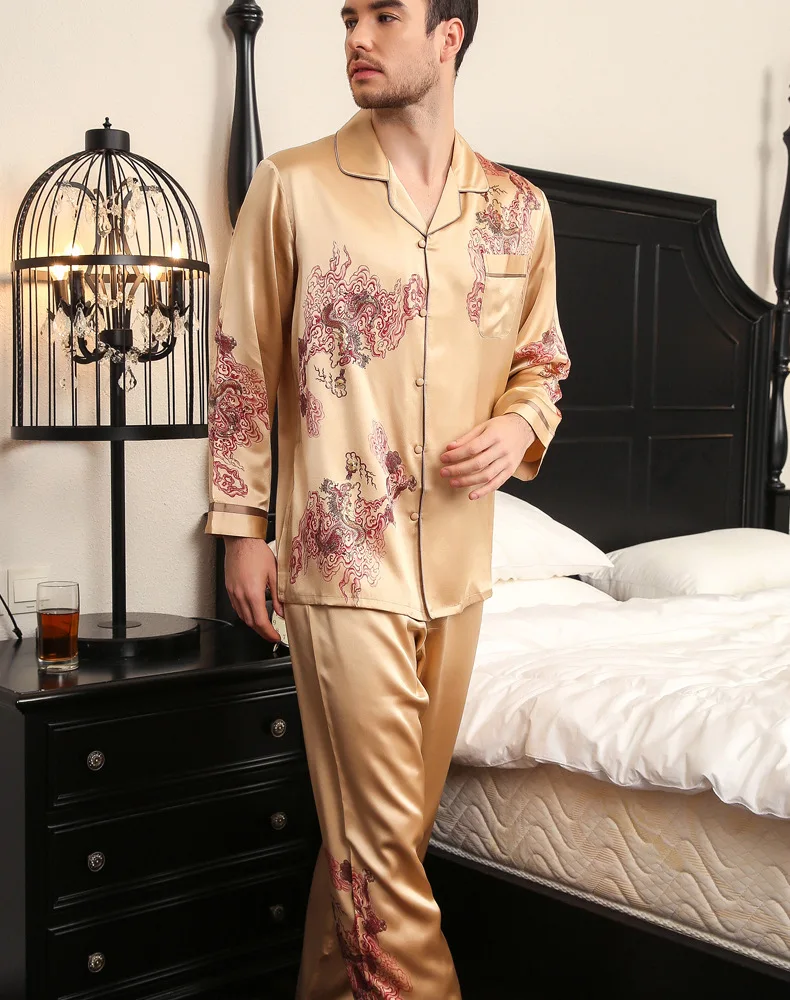 Роскошные и благородные тяжелые 100% пижамы из чистого шелка для мужчин и женщин, пара влюбленных, пижамный комплект, свадебная домашняя