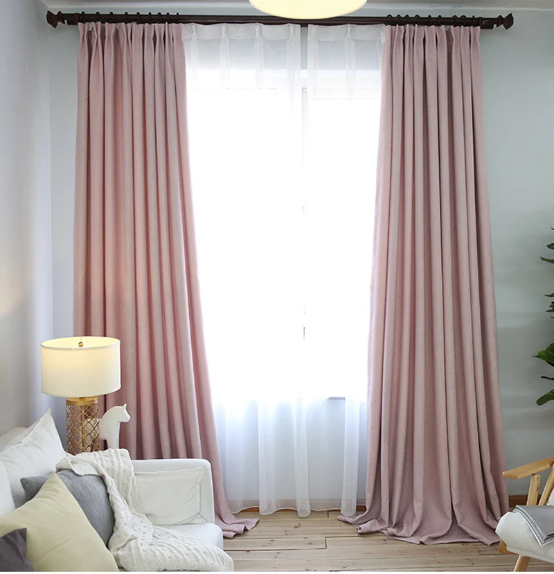 Простой стиль, розовая льняная ткань, декор для комнаты, шторы для окон, занавески для гостиной, фиолетовые прозрачные Занавески s WP199B