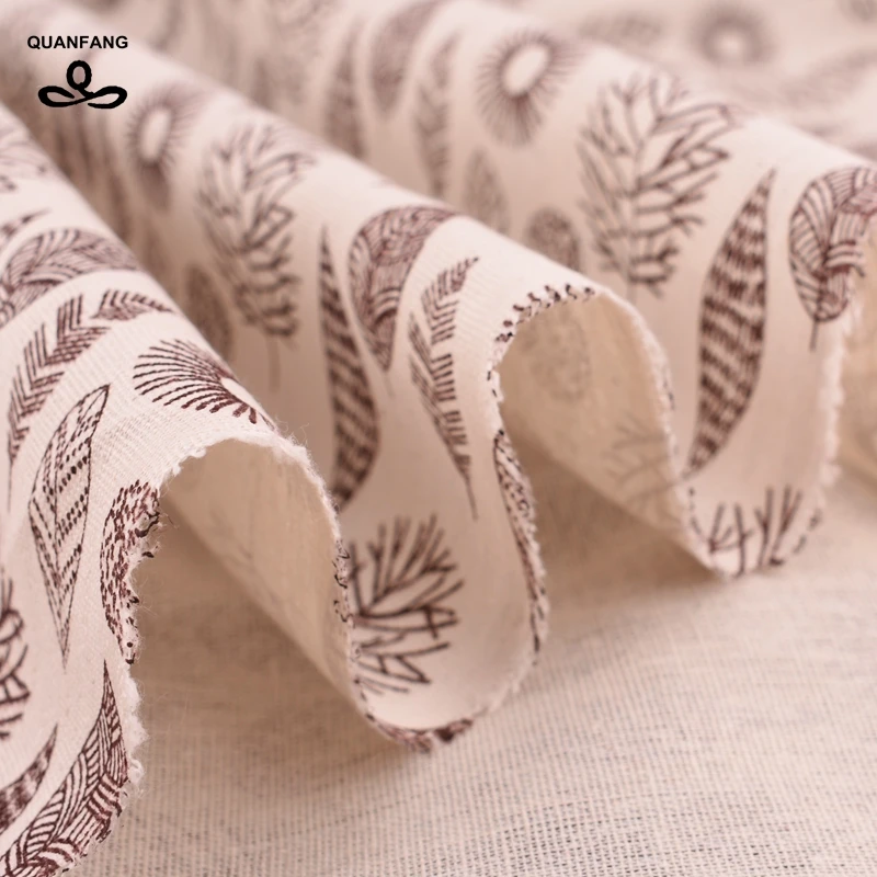 QUAN FANG Leaves серия хлопковая льняная ткань с принтом для самостоятельного шитья и шитья дивана, скатерти, занавески, сумки, подушки Материал