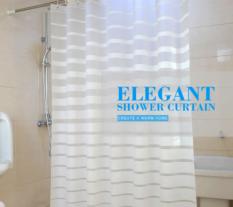 Пластиковая занавеска для душа s PEVA белая полосатая занавеска для ванной для дома, отеля, ванной комнаты, водонепроницаемая Защитная занавеска с крючками