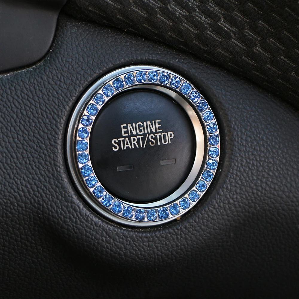 Universal Car Key Ring Key Push Button Ignition Decoration Ring Cover Sticker Engineer Star Stop Car Key Ignition Switch Cover