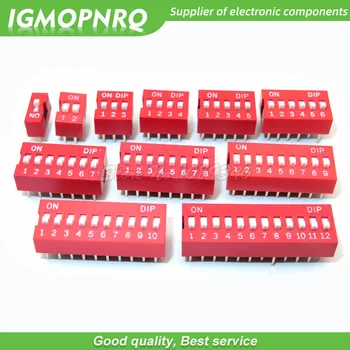 

10pcs Slide Type Switch Module 1 2 3 4 5 6 7 8 10 12 PIN 2.54mm DIP Red Pitch Toggle Switch Red Snap Switch Dial Switch IGMOPNRQ