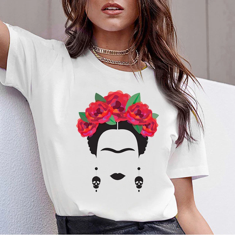 

GLENN BERGER New Frida Printed Women T-shirt Summer Short Sleeve Funny Kawaii Cute Style Femme Tshirt Top Camiseta Mujer 2019
