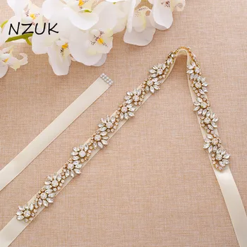 

Pearls Wedding Belt Sliver Rhinestones Belt Handmade Crystal Belt Bridal Dress De Mariage ZZY147G