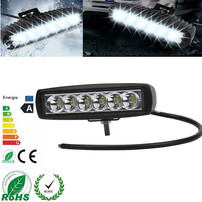 

1Piece 6 Inch 18W Led Work Light Bar Car LED Work Off Road Light 4x4 Wagon AWD SUV Truck Spot Flood Beam 4WD Pickup SUV DC 9~32V