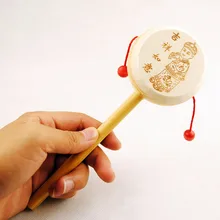 Random Style Baby Shaking Rattle Cartoon Wooden Hand Bell Drum Kids Educational font b Toy b