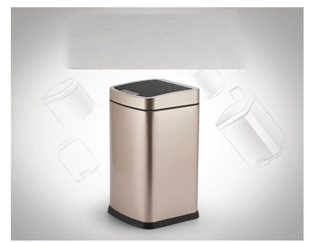 Интеллектуальный индукционный диспенсер для мусора, кухонный очиститель мусора из нержавеющей стали, индукционный 9л/12л объем - Цвет: golden 9L