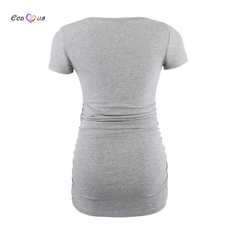 Premama одежда завернуто в Ruched V образным вырезом короткий рукав топы для материнства беременных одежда Mama летняя Повседневное Топ Футболка