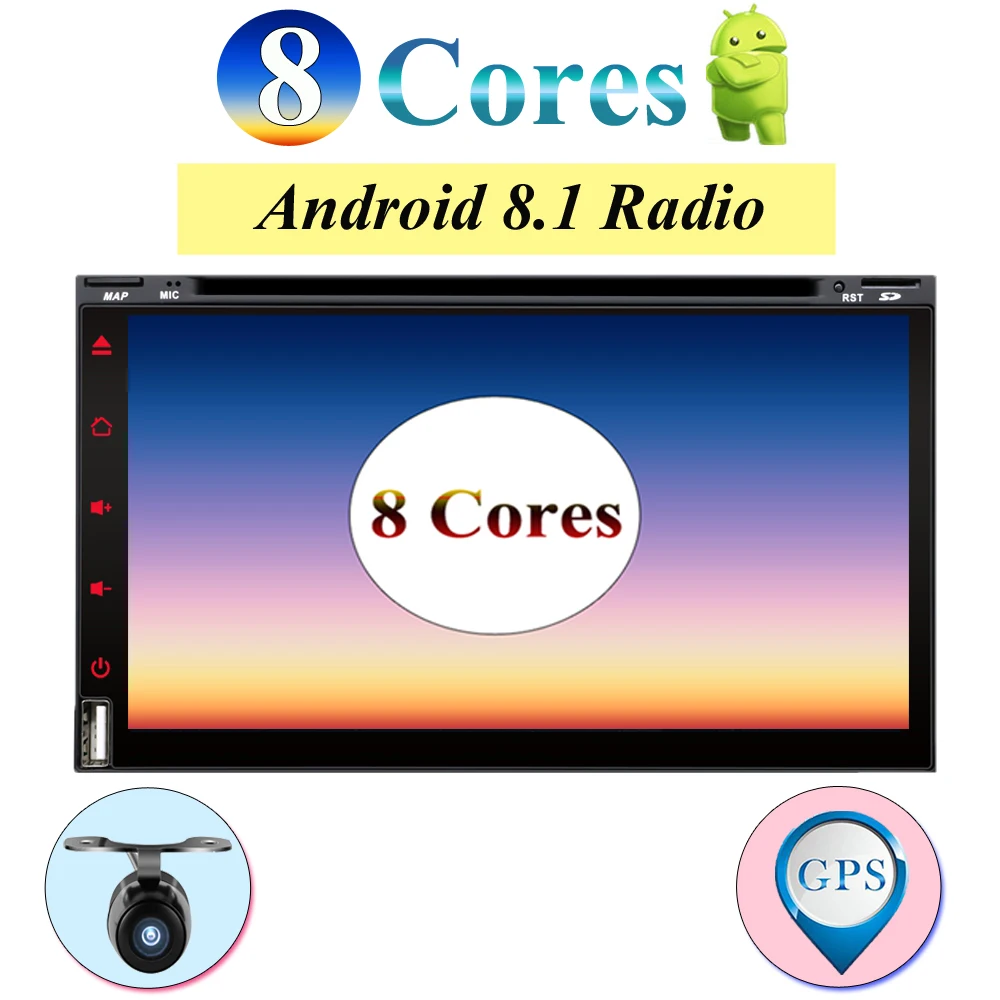 

2 Din 6.95'' Octa core Universal Android 8.1 2GB RAM Car Radio Stereo GPS Navigation WiFi 1024*600 Touch Screen 2din Car PC