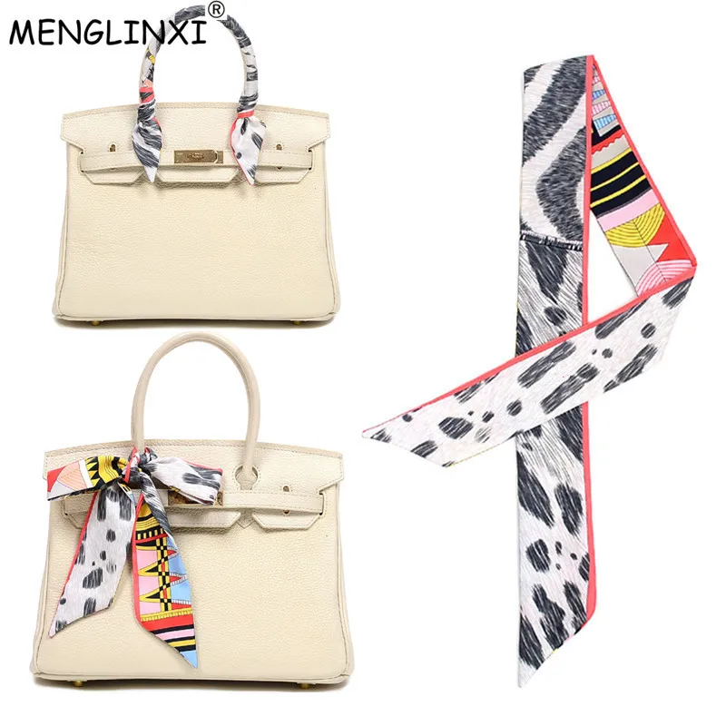 

New Fashion Small Scarf 2019 Brand Letter Silk Scarf Women Speckle Print Headband Head Scarf Handle Bag Ribbons Long Scarves