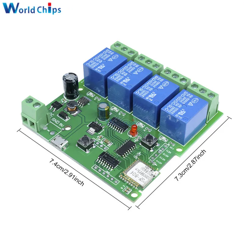 DC 12V 24V 220V DC 5 V-32 V 4 WiFi реле канала модуль Беспроводной дистанционного Управление переключатель пробежку с встроенной функцией спуска затвора с помощью приложения на телефоне для умного дома