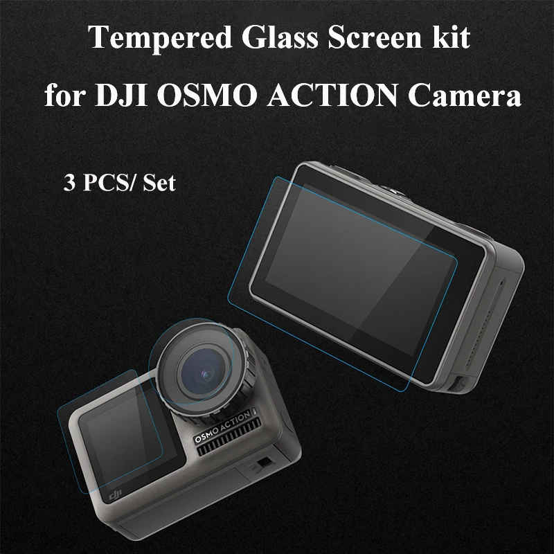 

PATCHSKY 3pcs/set Tempered Glass Screen Lens Protectors Film kit osmo action camera film for DJI OSMO Camera Accessories